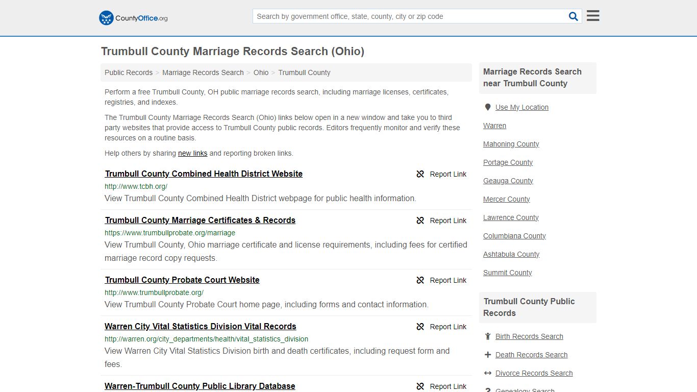 Marriage Records Search - Trumbull County, OH (Marriage Licenses ...